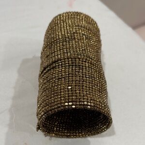 Gold Crystal Mesh Evening Cuff Bracelet